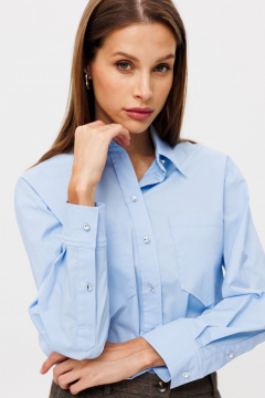 Голубая рубашка из текстиля с нагрудными карманами THE NAME 2346 голубой - фото 4