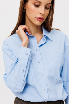 Голубая рубашка из текстиля с нагрудными карманами THE NAME 2346 голубой - фото 3