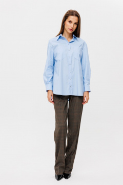 Голубая рубашка из текстиля с нагрудными карманами THE NAME 2346 голубой - фото 1