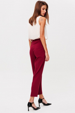 Демисезонные красные брюки из текстиля со стрелками THE NAME 2350 бордовый - фото 5