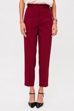 Демисезонные красные брюки из текстиля со стрелками THE NAME 2350 бордовый - фото 3