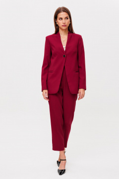 Демисезонные красные брюки из текстиля со стрелками THE NAME 2350 бордовый - фото 2