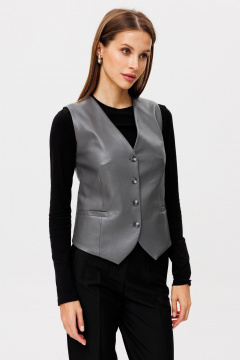 Жилет из экокожи приталенного силуэта с выточками THE NAME 2360 - фото 2