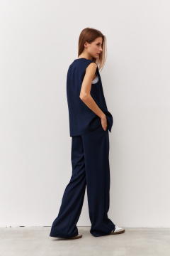 Синий жилет из костюмной ткани с пришивными кнопками Luitui R3013.5 - фото 4