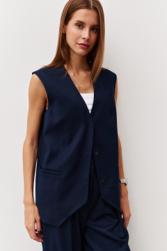 Синий жилет из костюмной ткани с пришивными кнопками Luitui R3013.5 - фото 2
