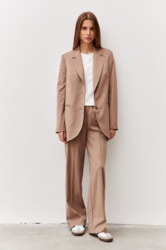 Брюки классические прямого кроя из костюмной ткани Luitui R2062 бежевый - фото 1