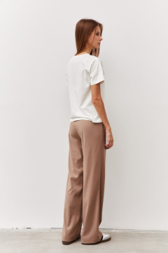 Брюки классические прямого кроя из костюмной ткани Luitui R2062 бежевый - фото 3