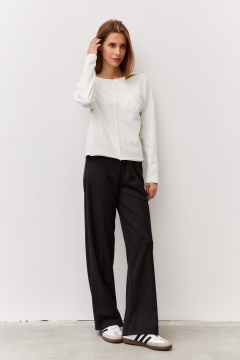 Черные брюки прямого кроя из костюмной ткани Luitui R2062 черный - фото 1