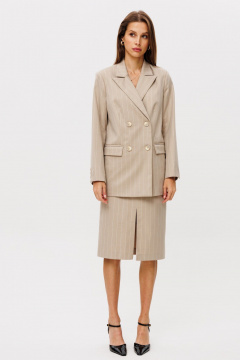 Юбка классическая зауженная на притачном поясе и разрезом THE NAME 2289 бежевый - фото 3