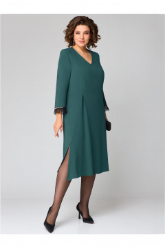 Платье зеленое демисезонное А-силуэта с кружевом Мишель стиль 1228 зеленый_опал - фото 3