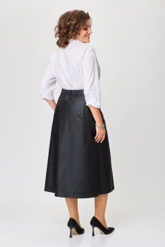 Юбка черная А-силуэта из экокожи с разрезом ANASTASIA MAK 1215 черный - фото 3