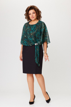 Платье Moda Versal П2481 черный+зеленый - фото 5