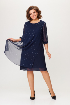 Платье с разрезами и текстурой шифона Moda Versal П2484 темно-синий - фото 3