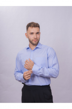 Рубашка классическая в полоску из хлопка для офисного стиля Nadex 01-095013/203-24 светло-голубой - фото 1