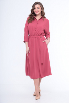Платье свободного силуэта с галстуком-поясом Le Collect 245 ягодный_щербет - фото 3
