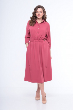 Платье свободного силуэта с галстуком-поясом Le Collect 245 ягодный_щербет - фото 1