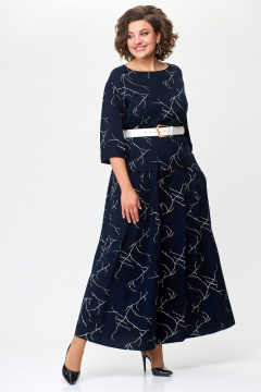 Блуза и брюки с разрезами из вискозы Le Collect 361 темно_синий+ молоко - фото 5