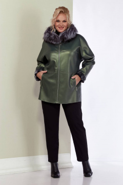 Дубленка женская двусторонняя с меховой опушкой Shetti 2158 изумруд - фото 4