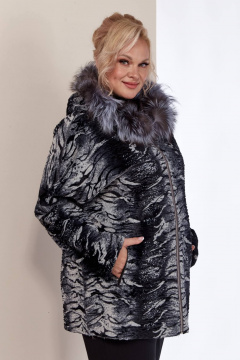 Дубленка двухсторонняя из искусственной кожи с меховой отделкой Shetti 2158 баклажан - фото 3