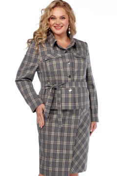 Деловой двойка жакет и юбка в клетку для деловых образов Tensi 385 - фото 5