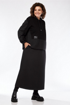Костюм из юбки и жакета с капюшоном и эффектом стежки Jurimex 3225 - фото 2