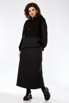 Костюм из юбки и жакета с капюшоном и эффектом стежки Jurimex 3225 - фото 1