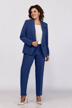 Костюм 3-ка в офисный стиль из текстиля Ольга Стиль С-867 кобальт - фото 1