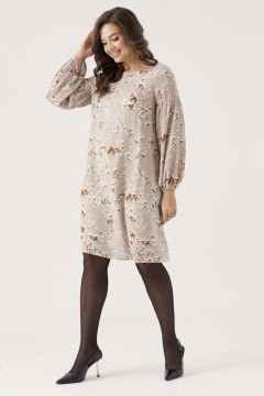Платье из лёгкой струящейся ткани с поясом для комфортной носки Панда 203680w бежевый - фото 3