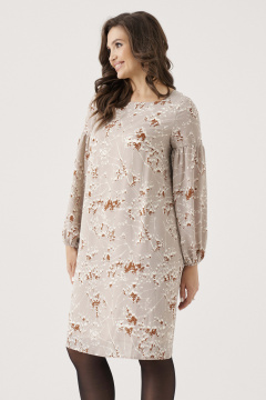 Платье из лёгкой струящейся ткани с поясом для комфортной носки Панда 203680w бежевый - фото 4