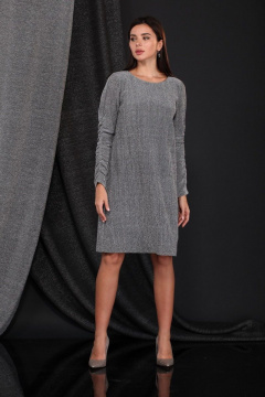 Платье трикотажное на каждый день в нейтральном стиле Faufilure C1142 серебро - фото 3