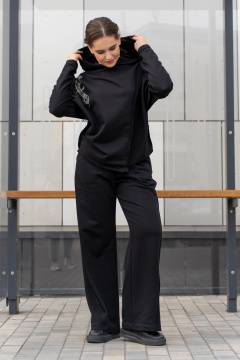 Брюки и свободный свитшот с капюшоном из трикотажа Luna 198 чёрный - фото 1