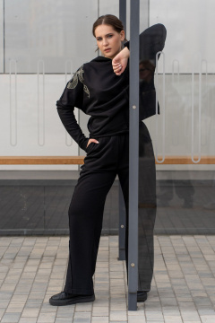 Брюки и свободный свитшот с капюшоном из трикотажа Luna 198 чёрный - фото 3