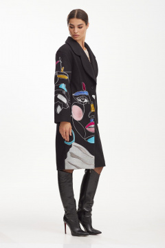 Дизайнерское пальто из пальтовой ткани, демисезон, с вышивкой, мультиколор NiV NiV fashion 2468 - фото 4