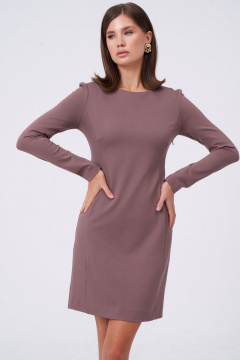 Трикотажное платье с глубоким вырезом и шнуровкой KaVaRi 1100.1 коричневый - фото 5