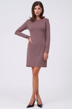 Трикотажное платье с глубоким вырезом и шнуровкой KaVaRi 1100.1 коричневый - фото 4