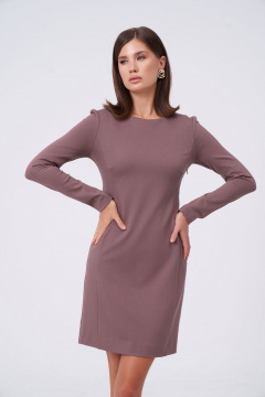 Трикотажное платье с глубоким вырезом и шнуровкой KaVaRi 1100.1 коричневый - фото 3