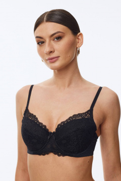 Черный кружевной бюстгальтер с каркасом Леди Леда 252-278 - фото 1