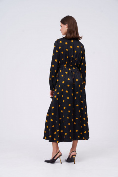 Платье на запах с контрастным принтом и длинными завязками KaVaRi 1101 черный - фото 2