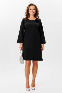 Платье из крепа на трикотажной основе с люрексом и съемным цветком Mubliz 217 черный - фото 2