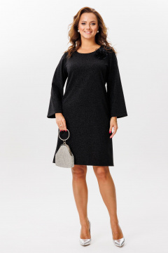 Платье из крепа на трикотажной основе с люрексом и съемным цветком Mubliz 217 черный - фото 1