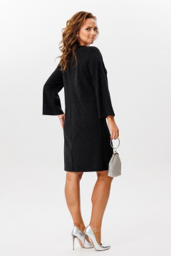 Платье из крепа на трикотажной основе с люрексом и съемным цветком Mubliz 217 черный - фото 3