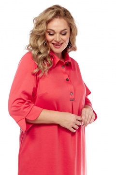 Платье оверсайз из трикотажа с накладными нагрудными вытачками Abbi 1041 коралл - фото 5