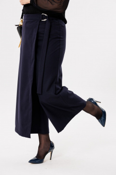 Кюлоты с запахом и широкими брючинками для деловых образов Michel chic 827/1 темно-синий - фото 5