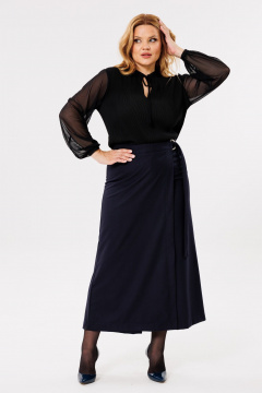 Кюлоты с запахом и широкими брючинками для деловых образов Michel chic 827/1 темно-синий - фото 4