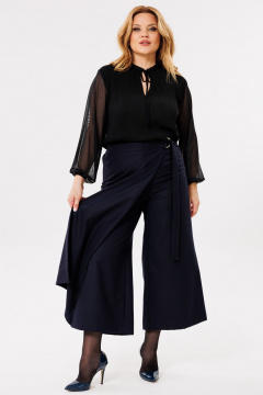 Кюлоты с запахом и широкими брючинками для деловых образов Michel chic 827/1 темно-синий - фото 3