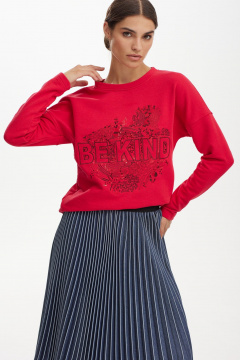 Красный свитшот свободной формы с вышивкой для повседневных образов NiV NiV fashion 3122/1 - фото 3