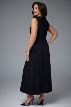 Платье черное с асимметричным воротником и воланами Jolie 16450 черный - фото 2