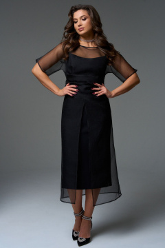 Платье черное трансформер из текстиля с поясами Jolie 16468 черный - фото 1