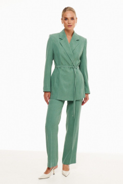 Деловой костюм 2-ка из текстиля: жакет и брюки с рельефами Prestige 4620 дымчато-зеленый - фото 1