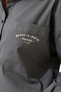 Блуза прямого кроя из хлопка с авторской вышивкой Prestige 4873 графит - фото 4